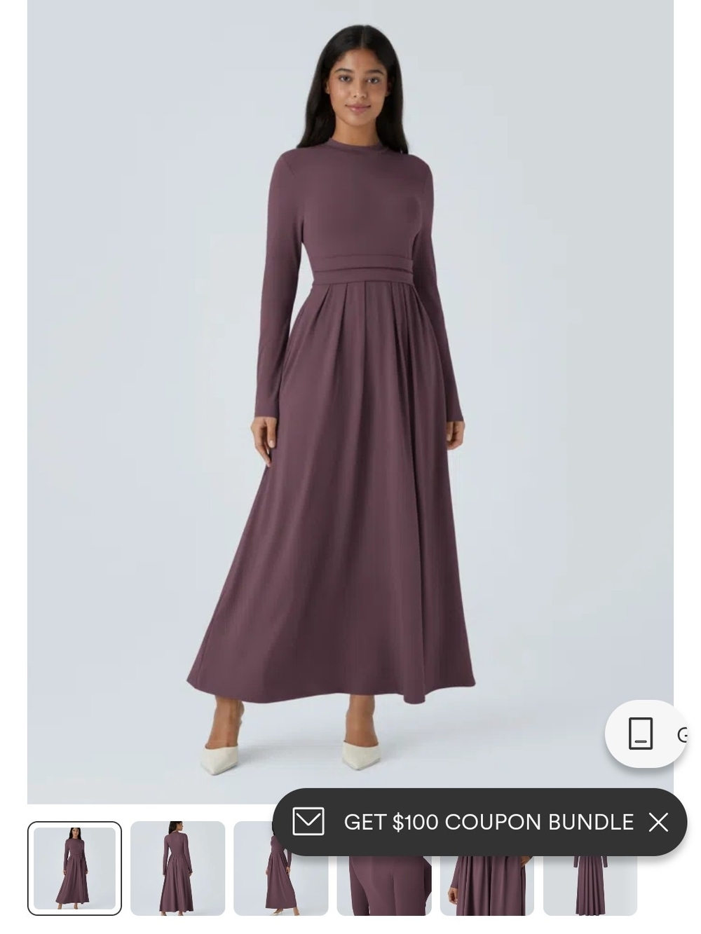 HALARA Long Sleeve Maxi Dress in Plum